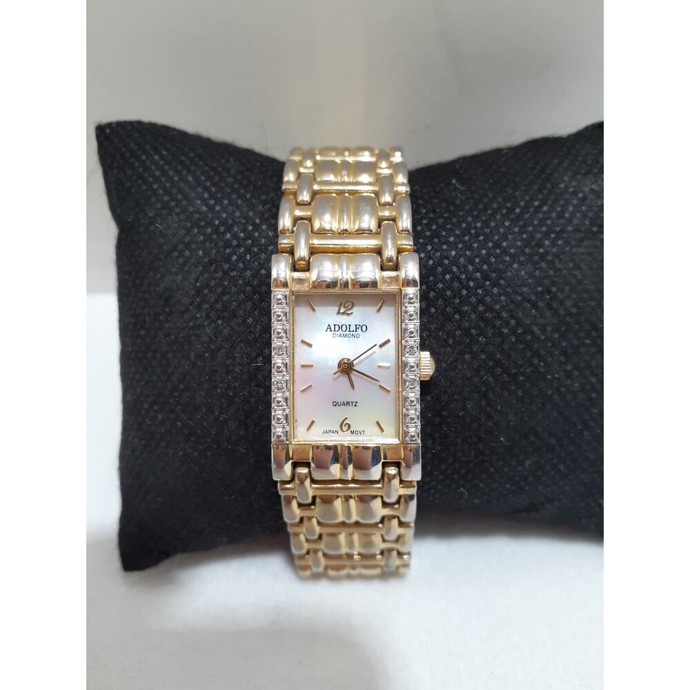 Adolfo Diamond Ladies Wristwatch Diamond Accent Bezel